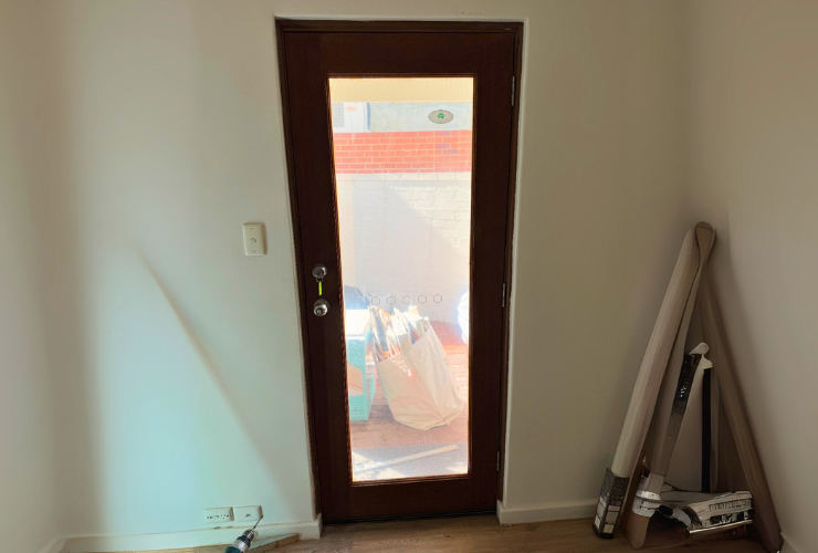 Exterior glazed timber door installed by EJ Carpentry